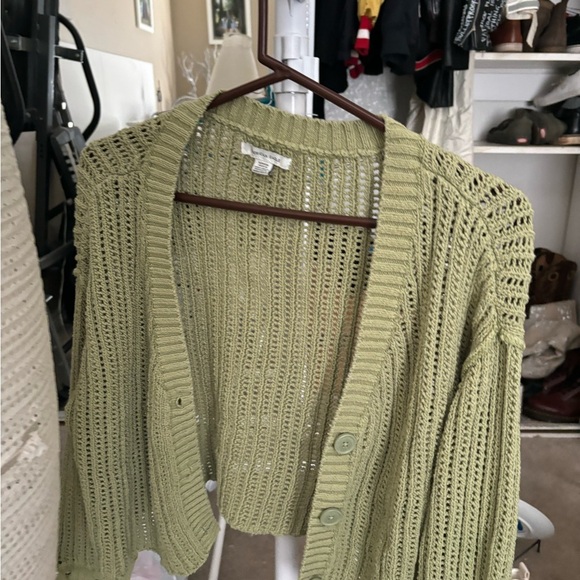 American Eagle Women’s S/P Green Knit Button Up Cardigan Sweater NWOT - Picture 2 of 12